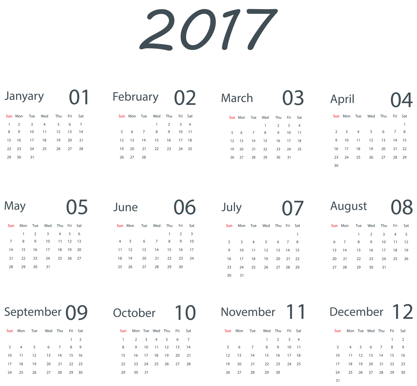 2017 Joy Family Banner Calendar PNG