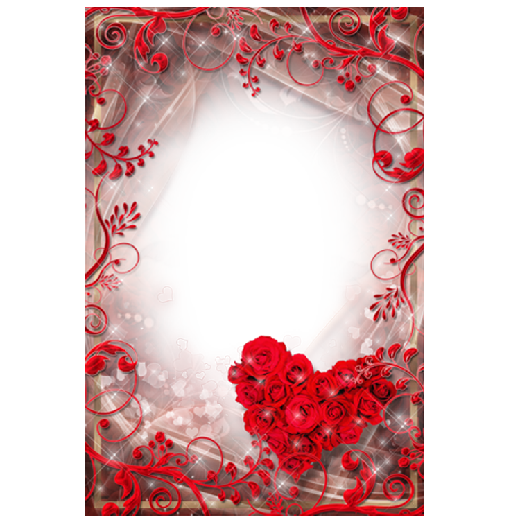 Romantic Birthday Heart Rectangle Frame PNG