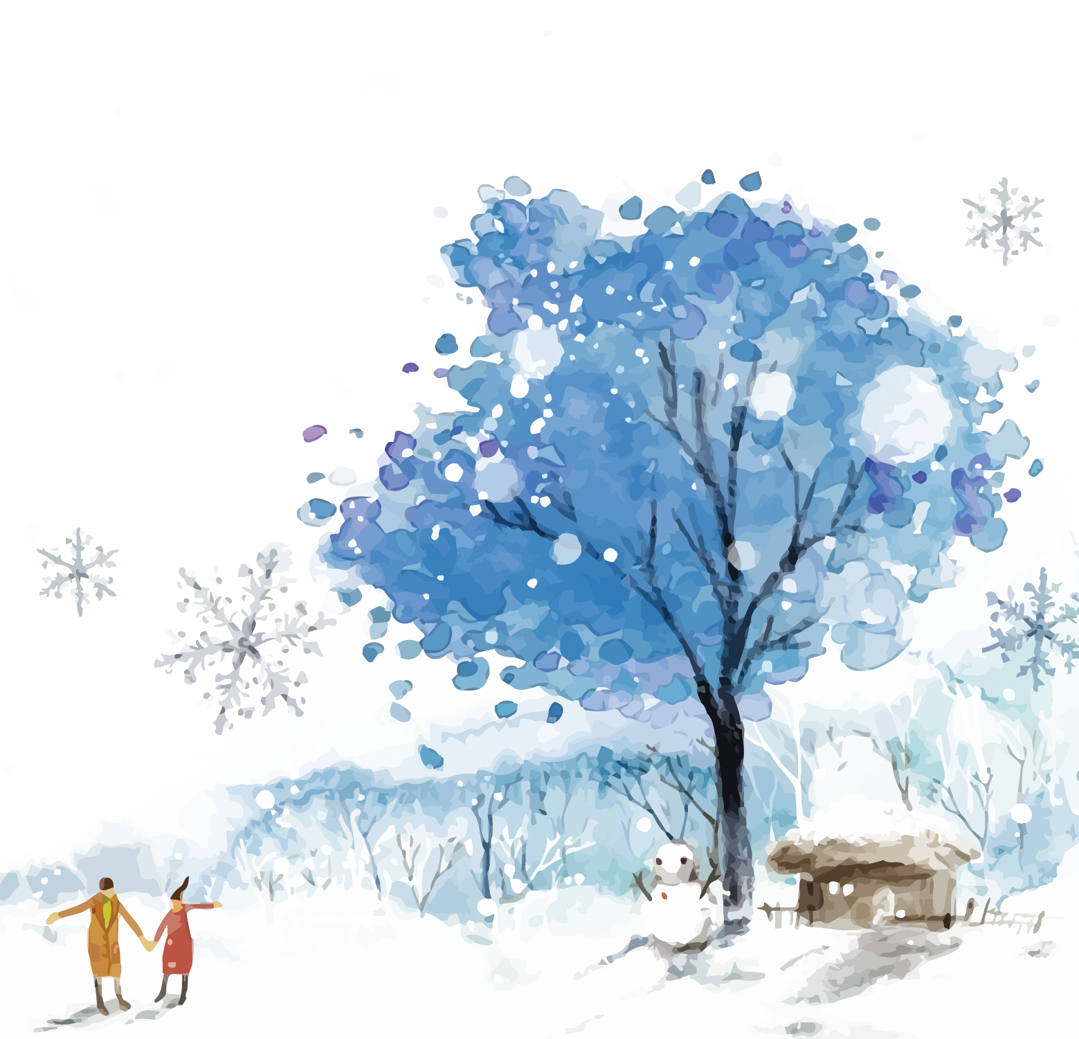 Ramification Snowman Branch Winter Paint PNG