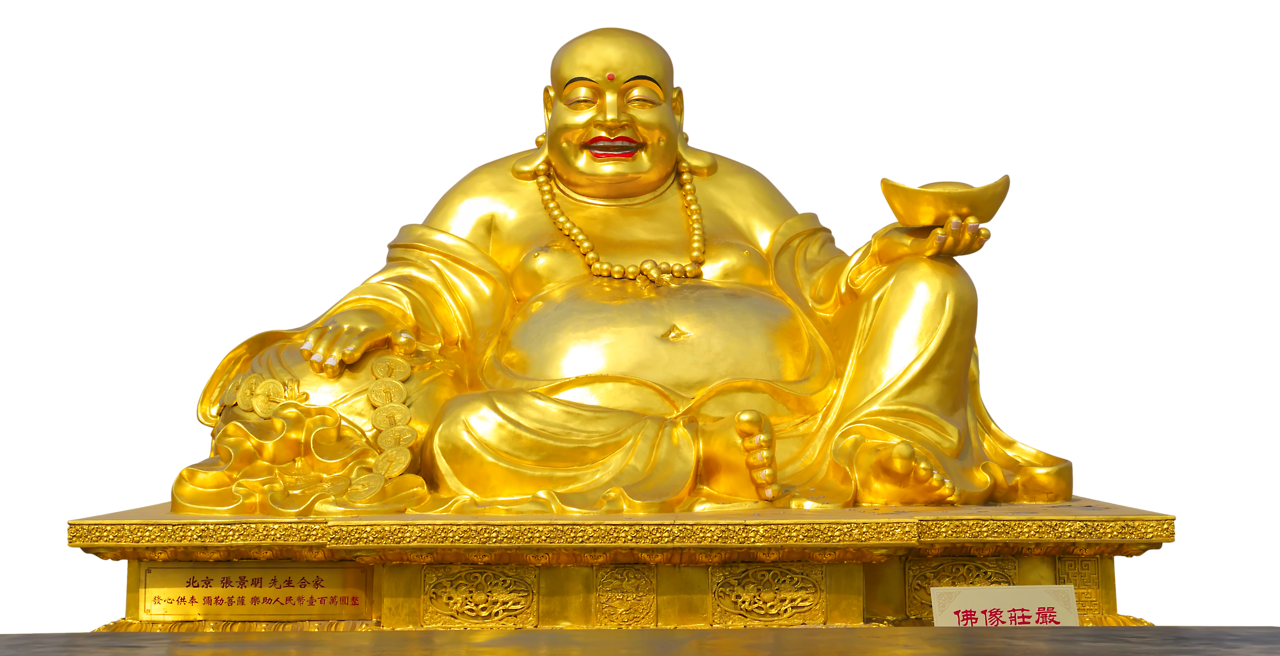Laughing Religion Deity Golden Lotus PNG