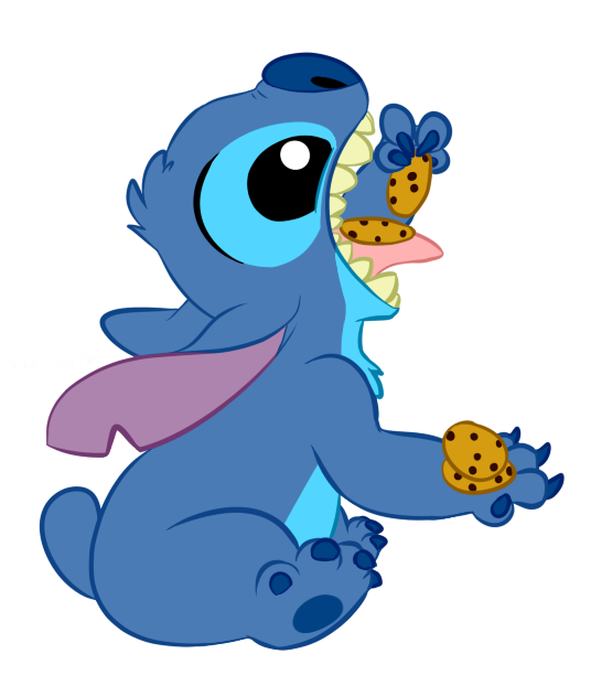 Stitch Eating Doodle Character Biscuits PNG