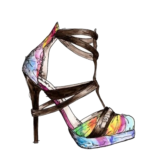 Watercolor Fashion Brighton Walsh Shoe PNG