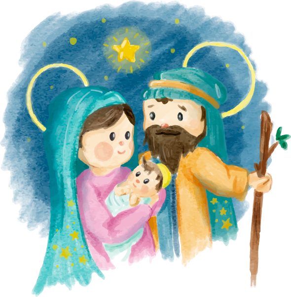 Manger Scene Nativity Watercolor Jesus PNG