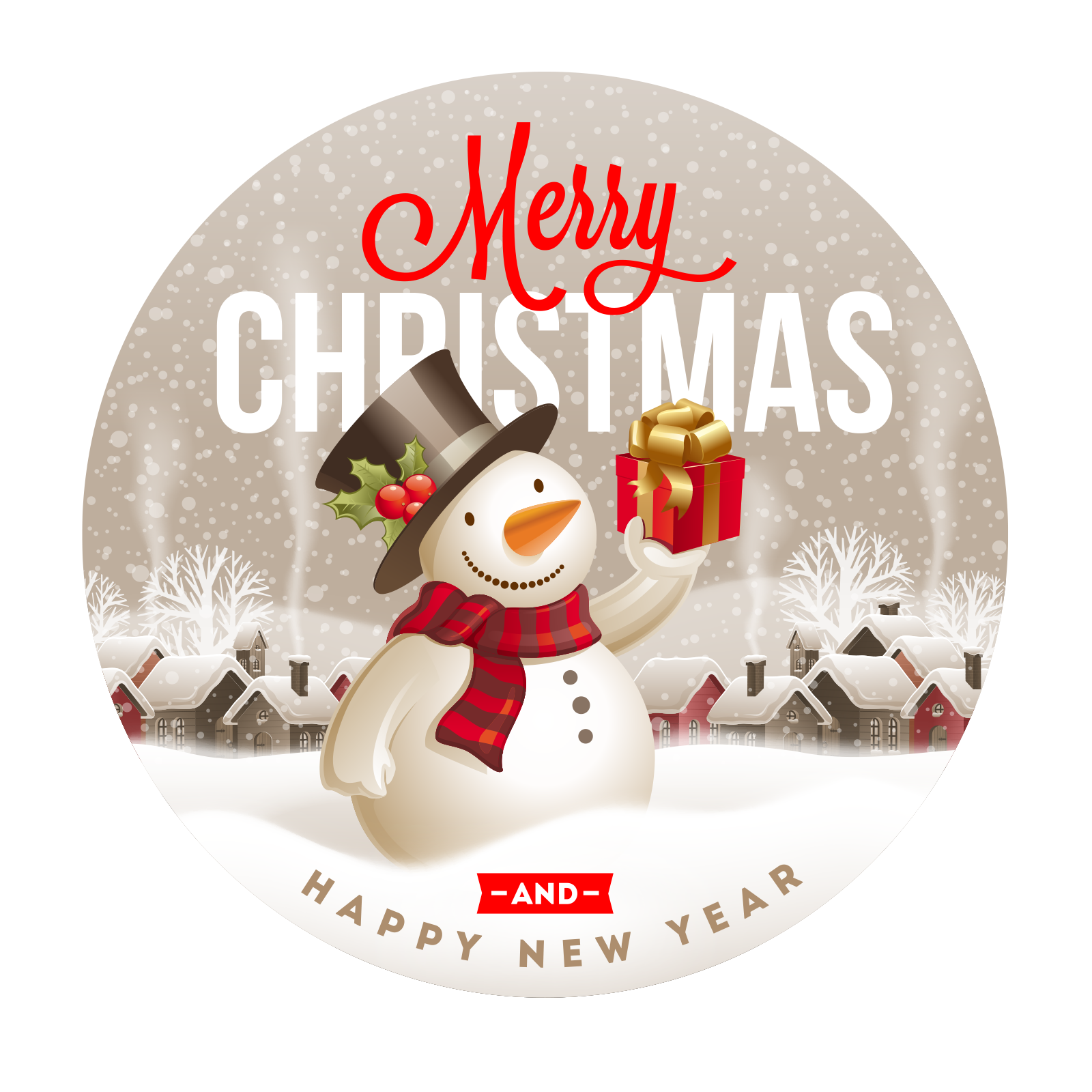 Year Pressie Christmas Snowman Greeting PNG