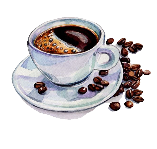 Donuts Beans Cafe Watercolor Drink PNG