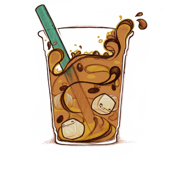 Pot Drawing Mocha Soft Iced PNG