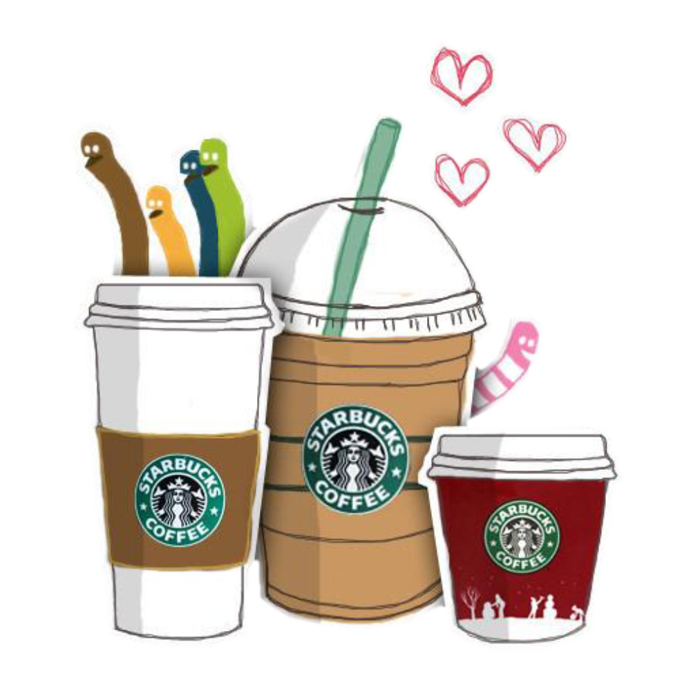Coffee Drawing Starbucks Drink Hand-Painted PNG