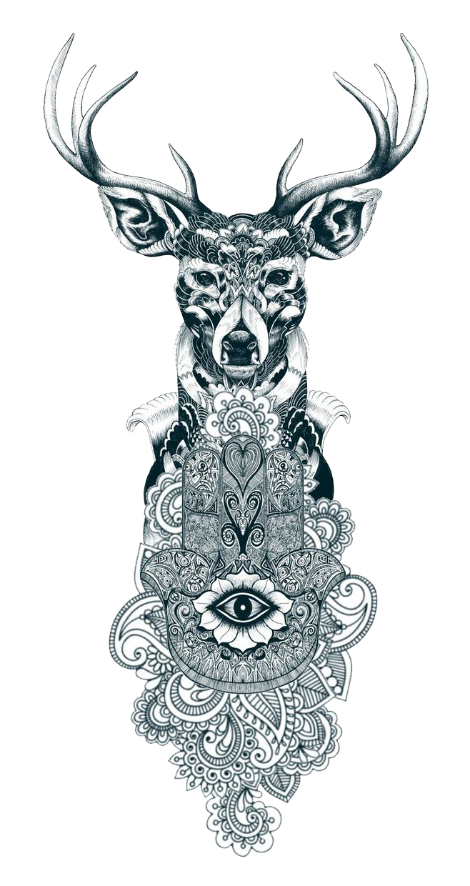 Wolf Reindeer Tattoo Antler Pattern PNG