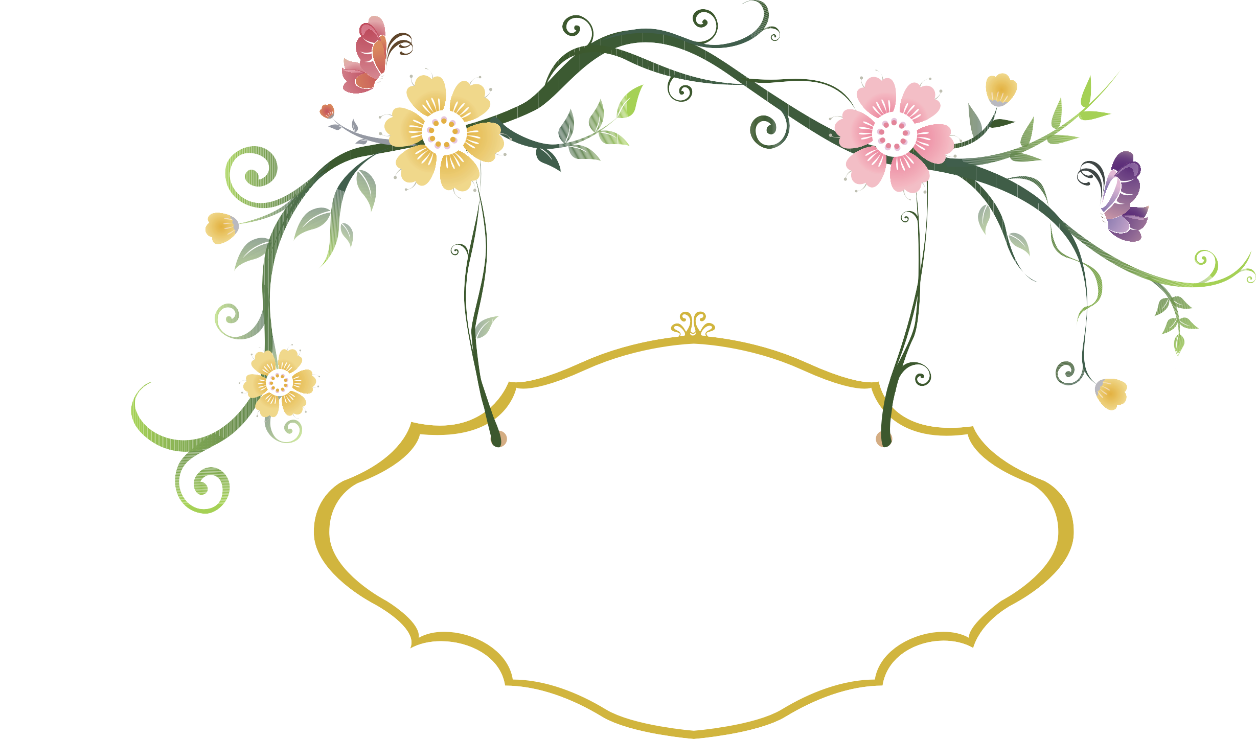 Flowers Border Hand-Painted Fresh Hashtag PNG