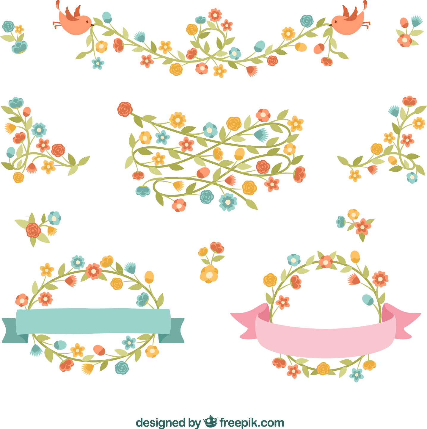 Peony Flower Border Symmetry Material PNG