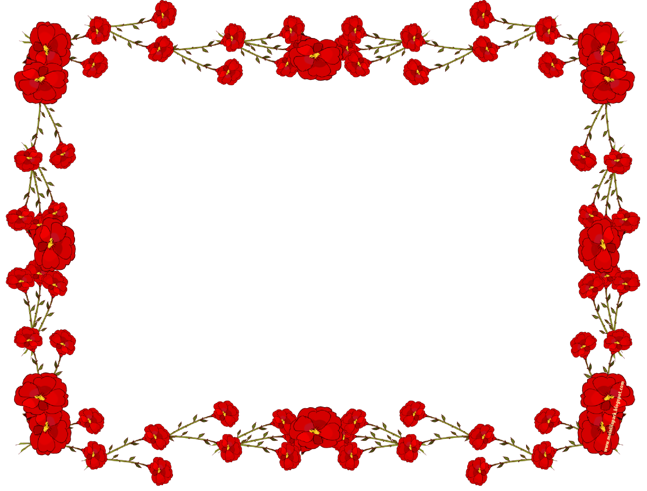 Red Yellow Frame Font Flower PNG