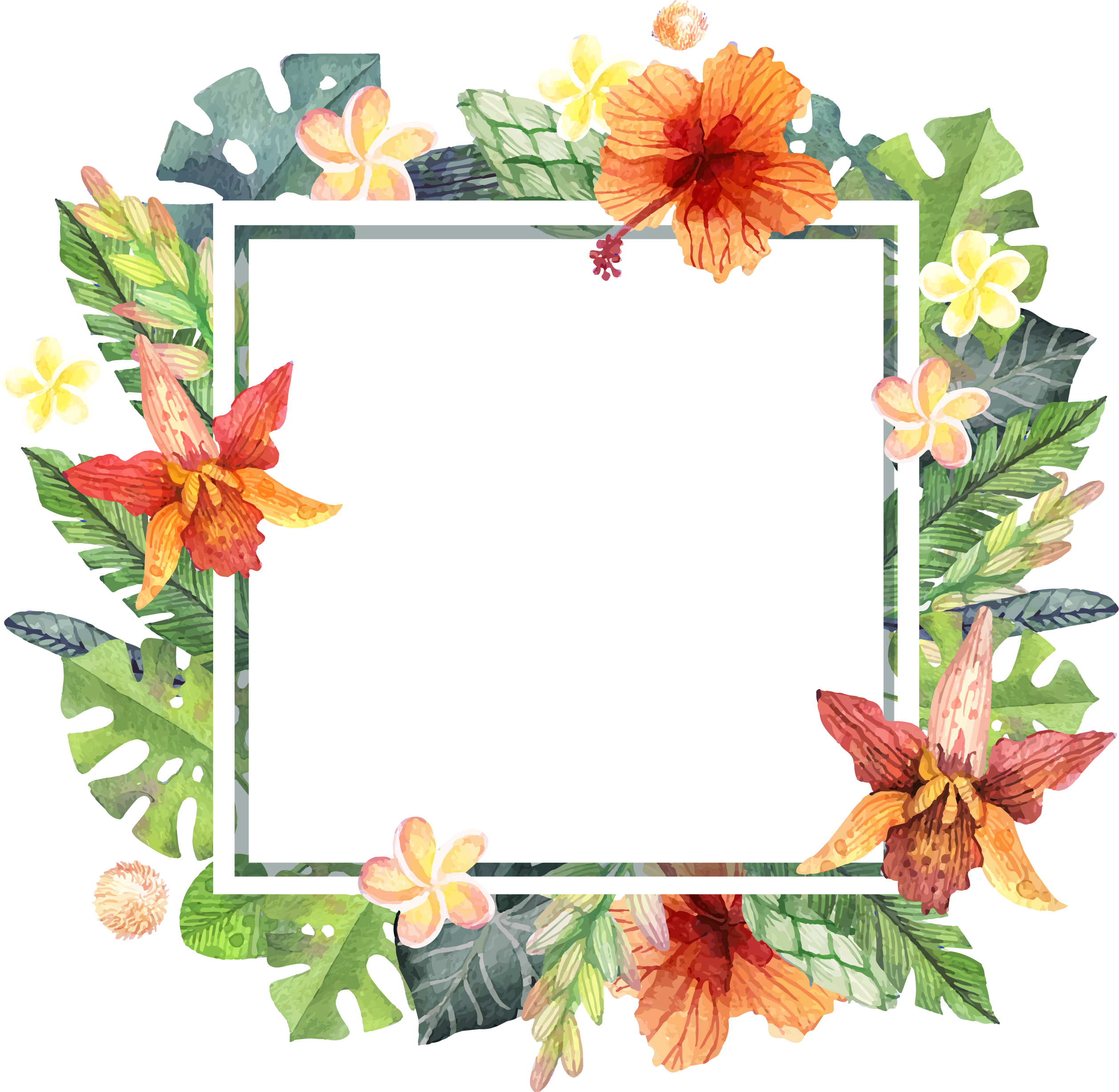 Hand Watercolor Flower Leaf Computer PNG