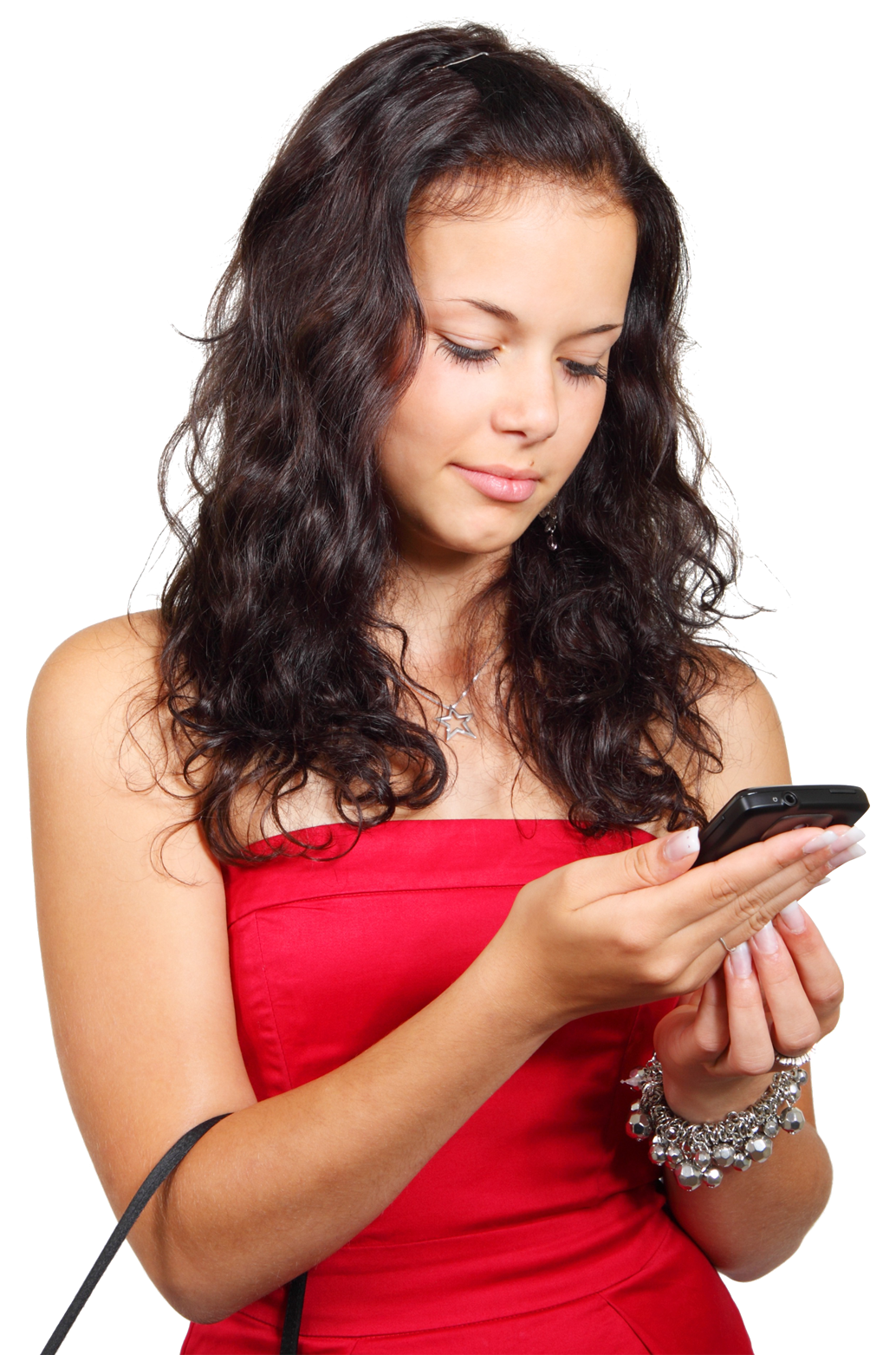 Girl Using Mobile People Phone PNG