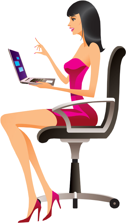 Doll Office People Using Laptop PNG