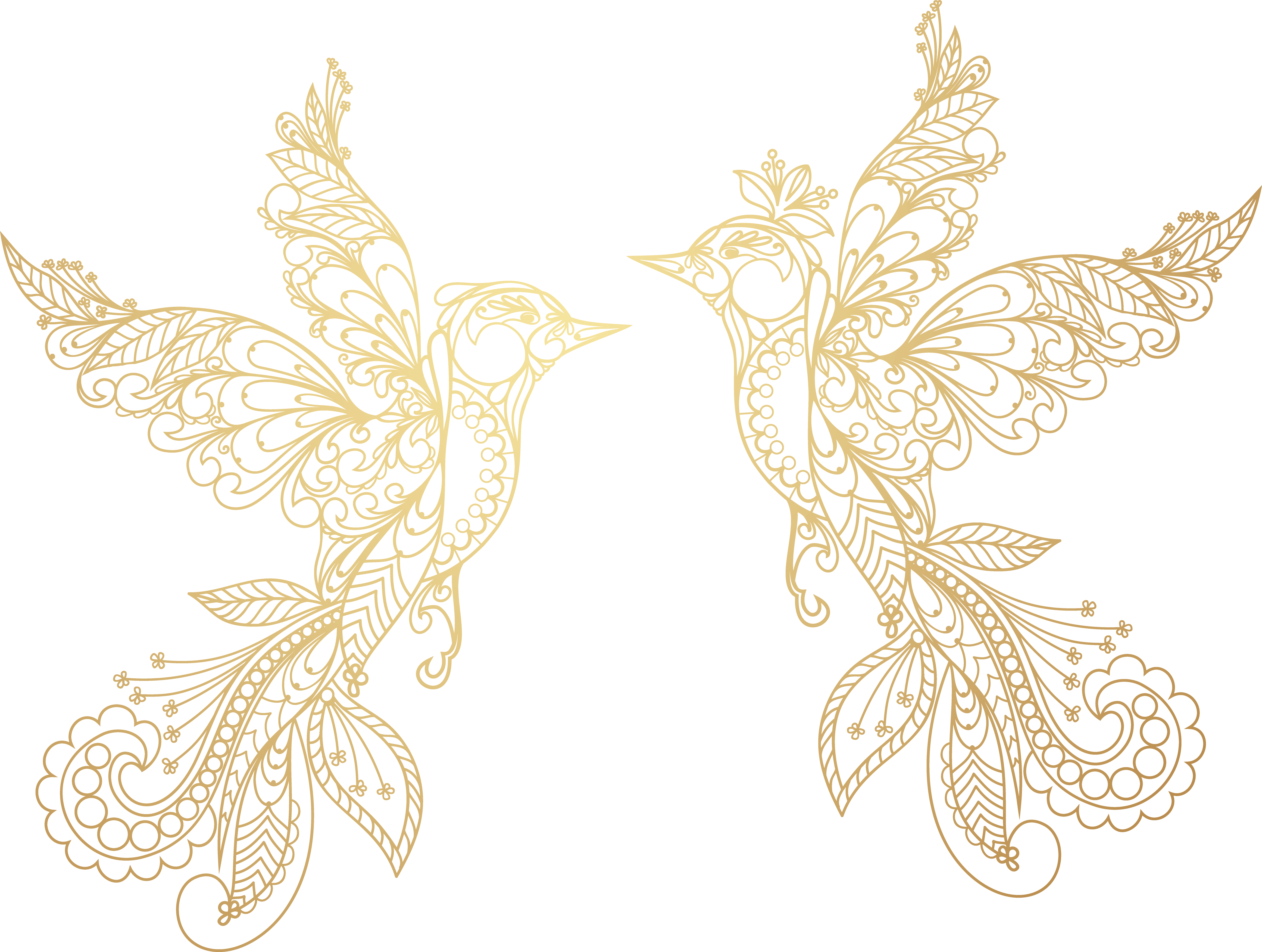 Birds Platinum Textile Earring Gold PNG