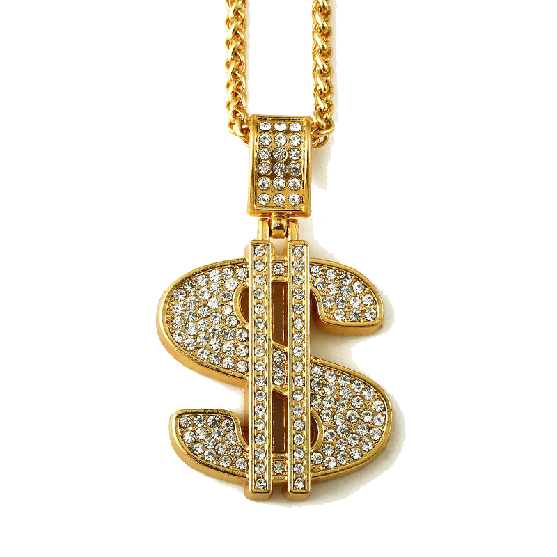 Necklace Dollar Pickerel Fortune Gold PNG