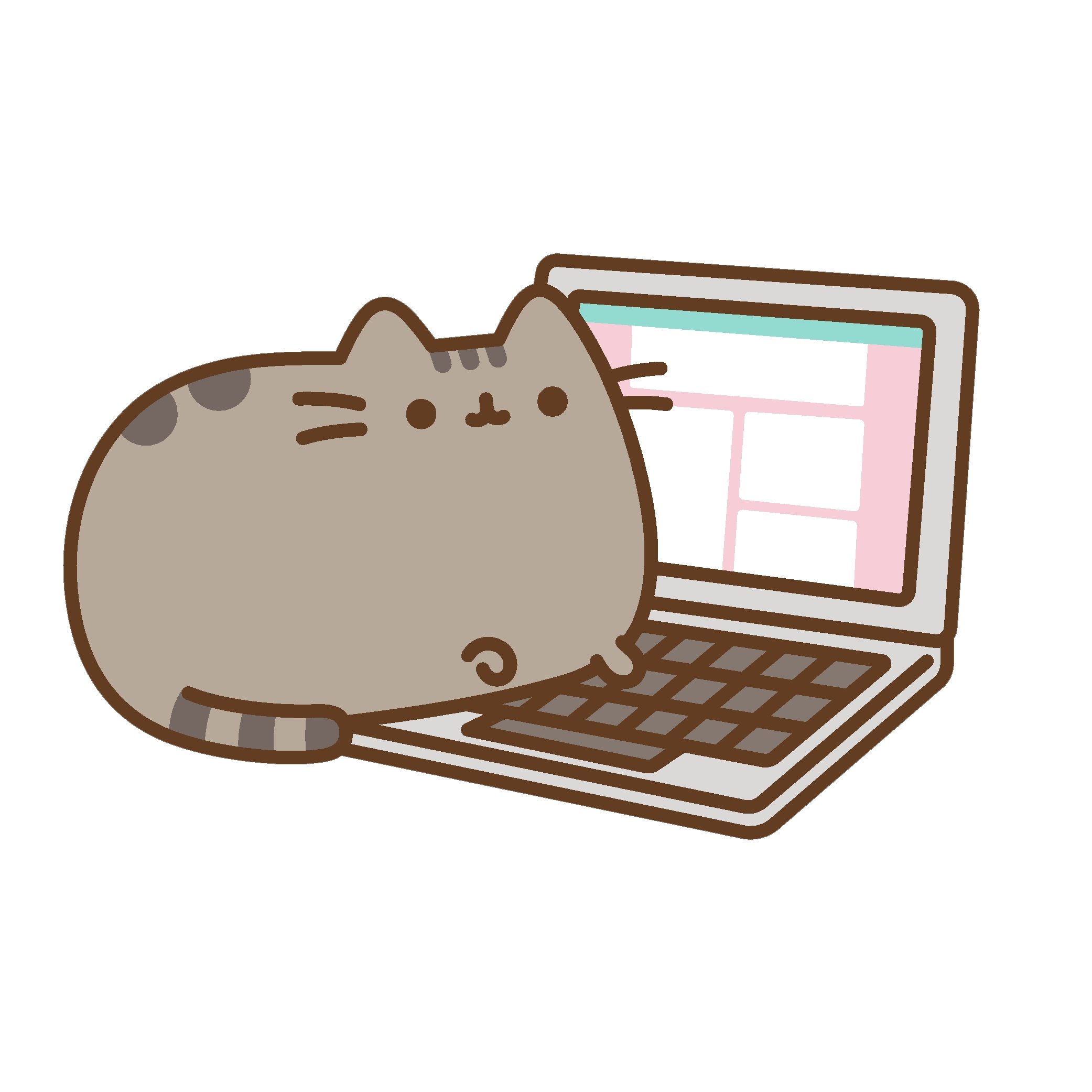 Brown Pusheen Blogger Rectangle Cat PNG