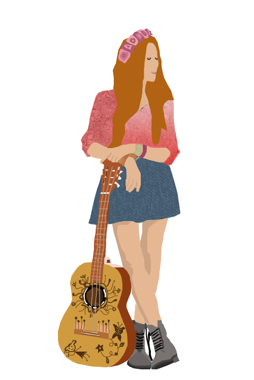 Music Guitar Lute Vocals Girl PNG