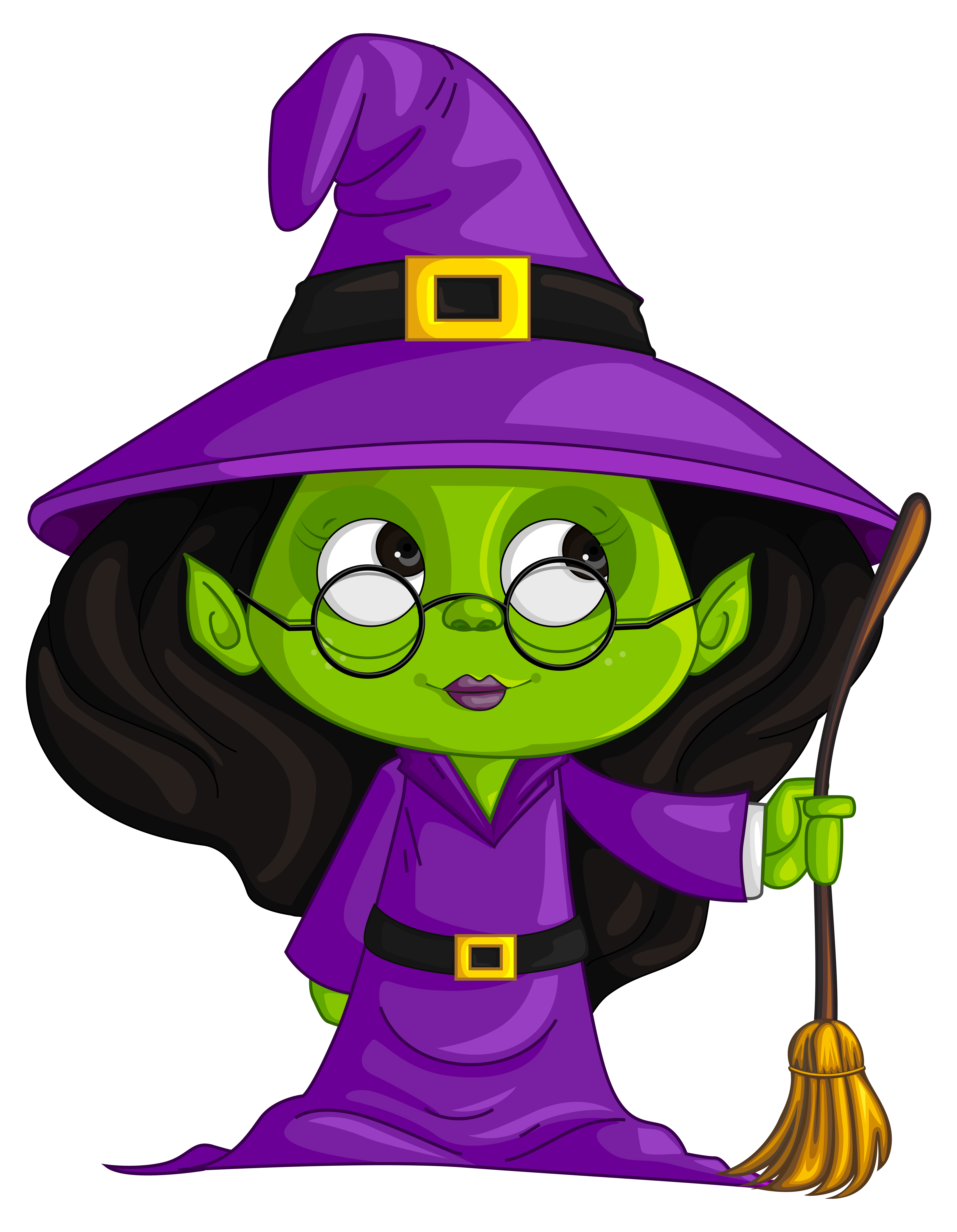 Cartoon Witchcraft Sticker Witch Purple PNG