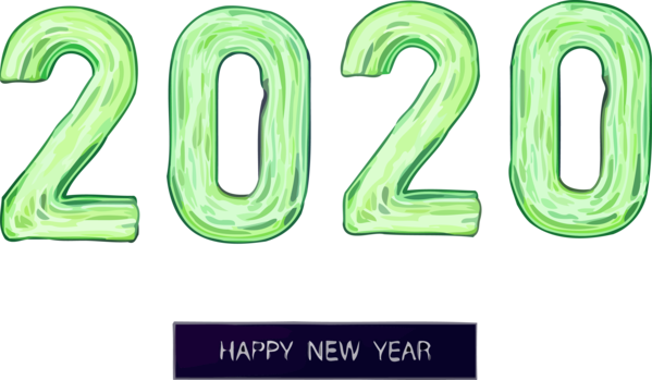 Happy Font New Years Green PNG