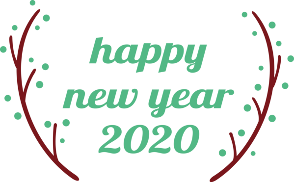 Green Line New Year Font PNG