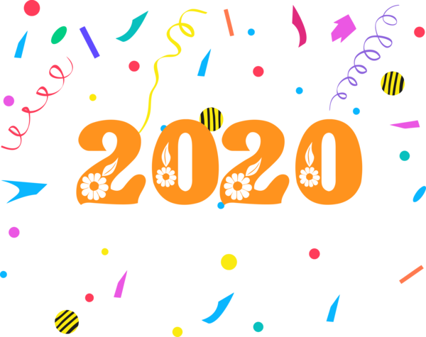 Celebrating 2020 Line Font Year PNG