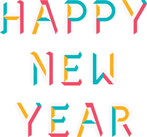 Line Happy Year Font Text PNG