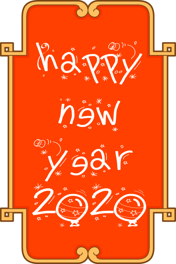Happy 2020 Line New Font PNG