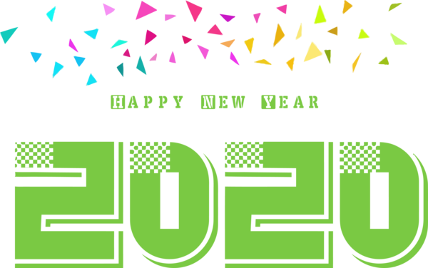 Year Font Green For 2020 PNG