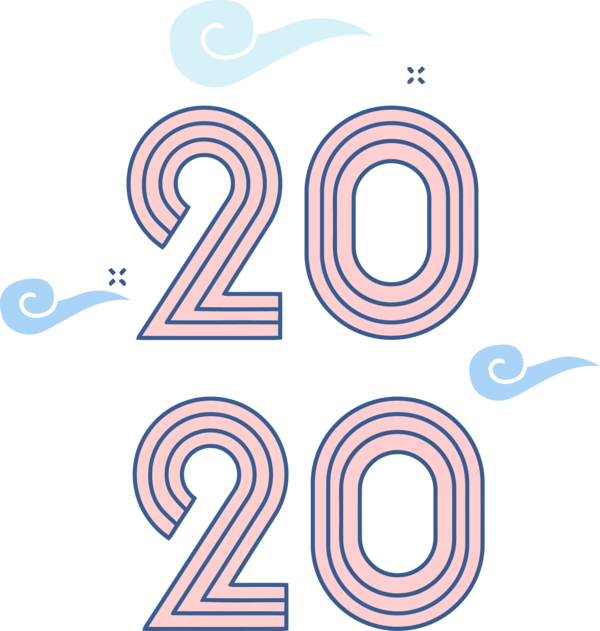 New 2020 Font Line Year PNG