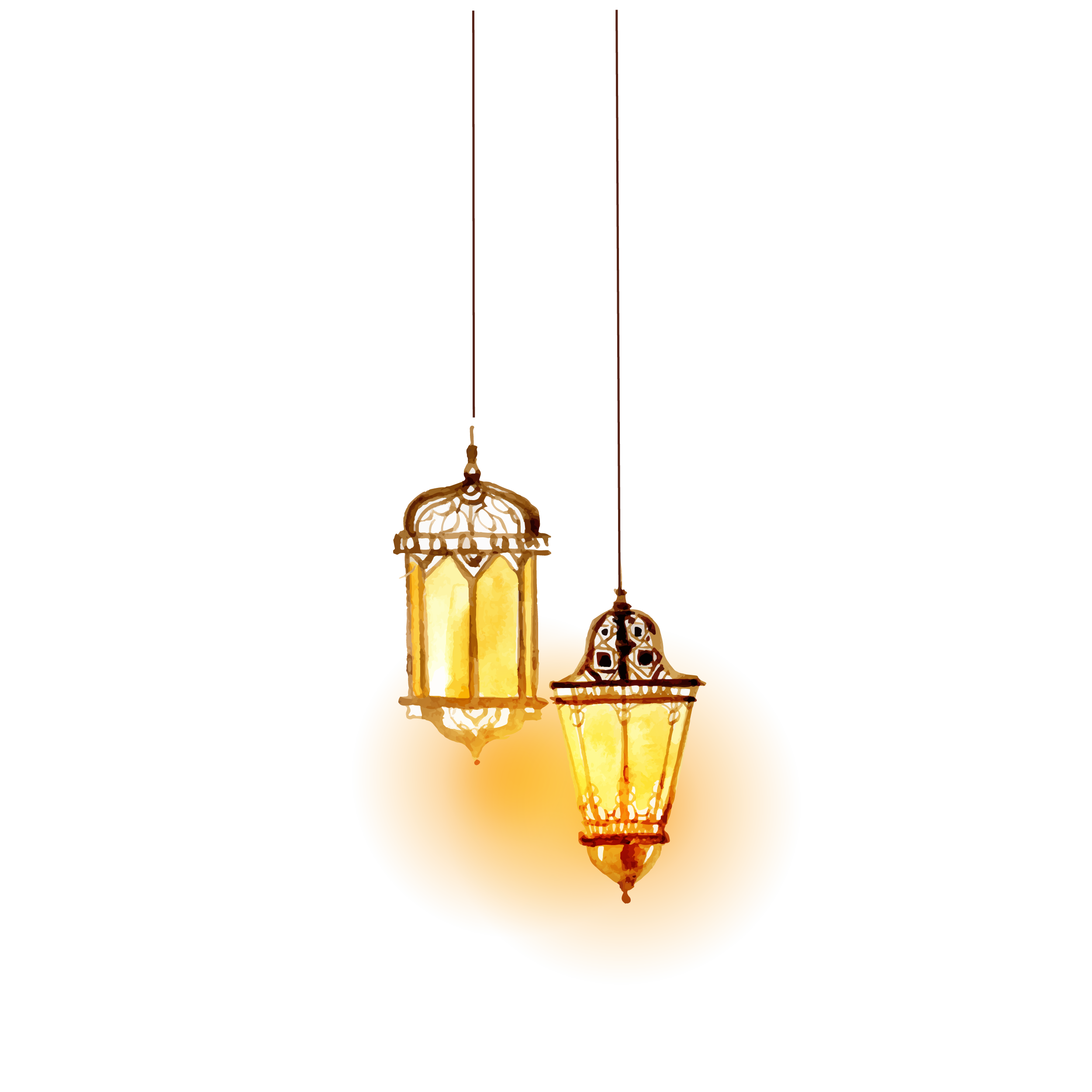 Islam Lighting Vector Watercolor Lantern PNG