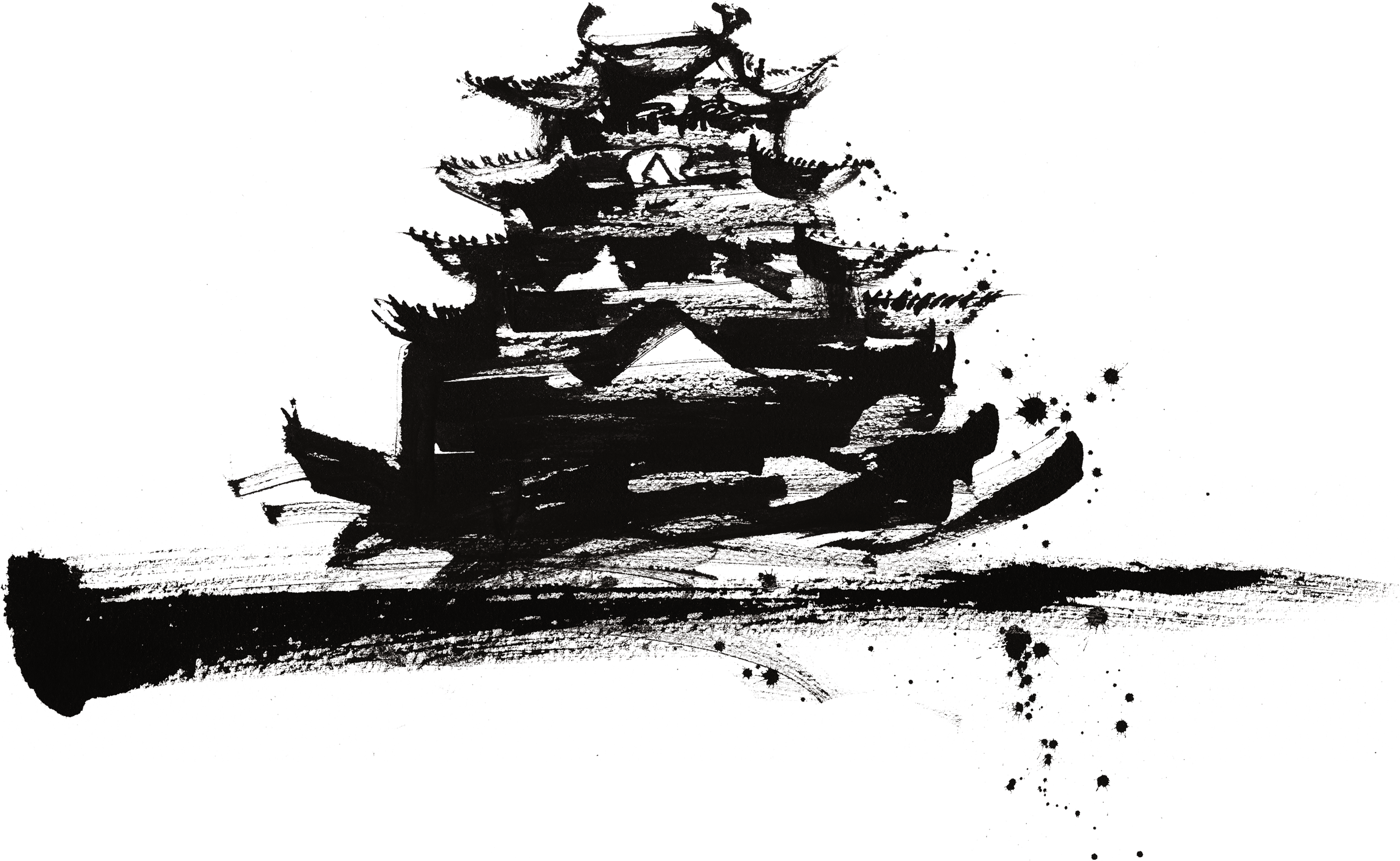 Japan Architecture Monochrome Tree Cartoon PNG