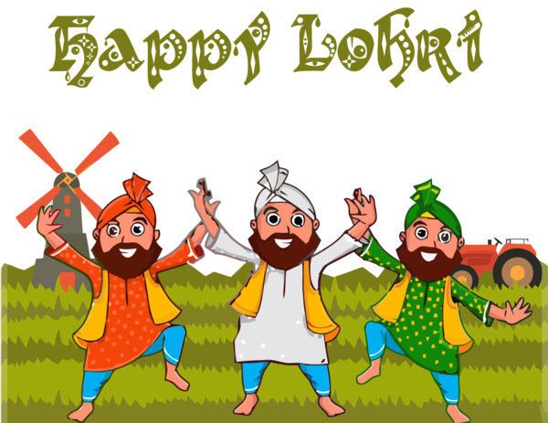 Celebrating For Lohri Cartoon Lights PNG