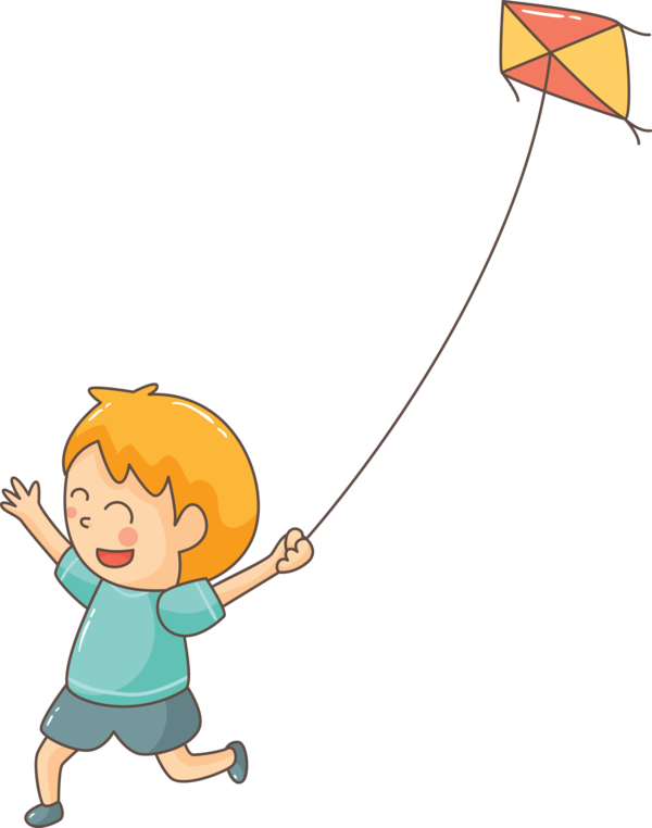 Cartoon Flying Happy Child Sankranti PNG