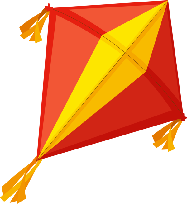 Yellow Red Kite Triangle Line PNG