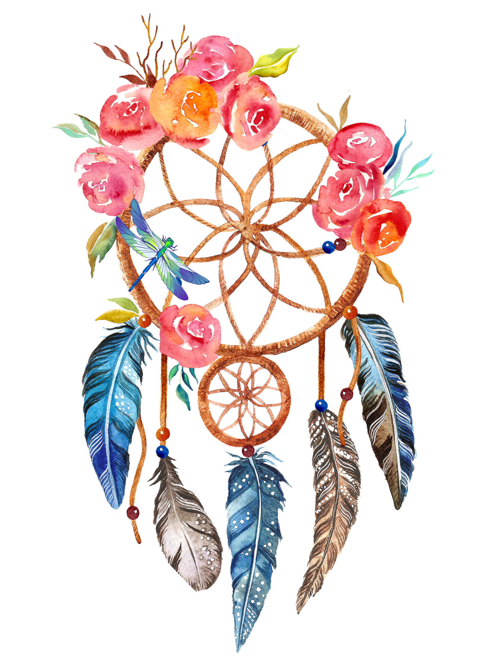 Portable Dreamcatcher Boho-Chic Plant Drawing PNG