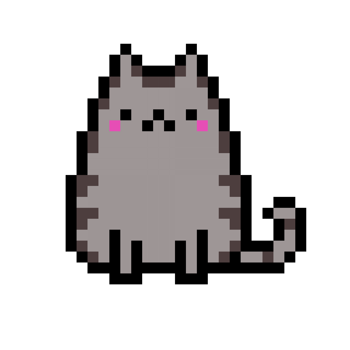 Pixel Art Square Rectangle Cat PNG