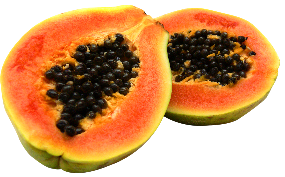 Papaya Fruits Vegetable Organic Half PNG