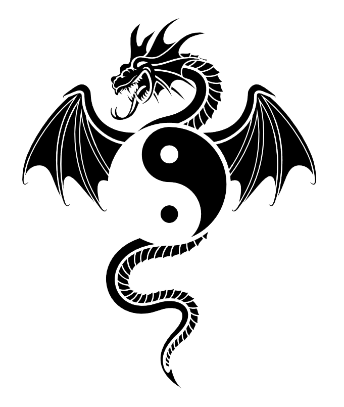 Tattoo Yin Dragon Yin-Yang Decal PNG