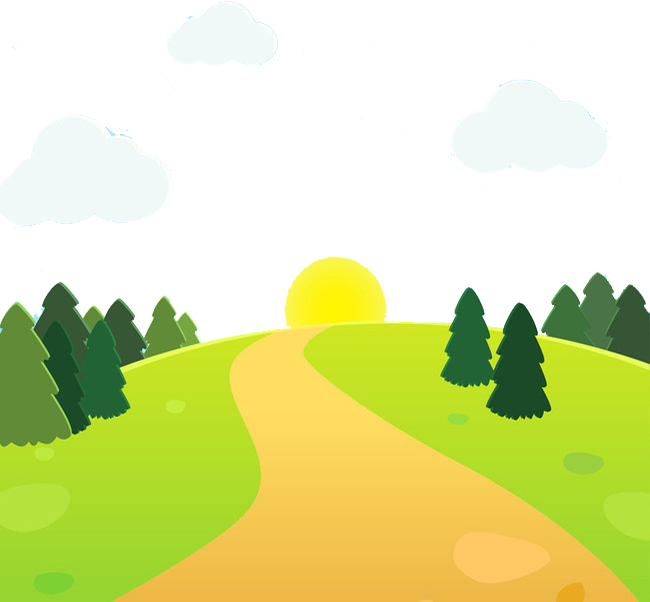 Cartoon Journey Routes Grass Sidewalk PNG