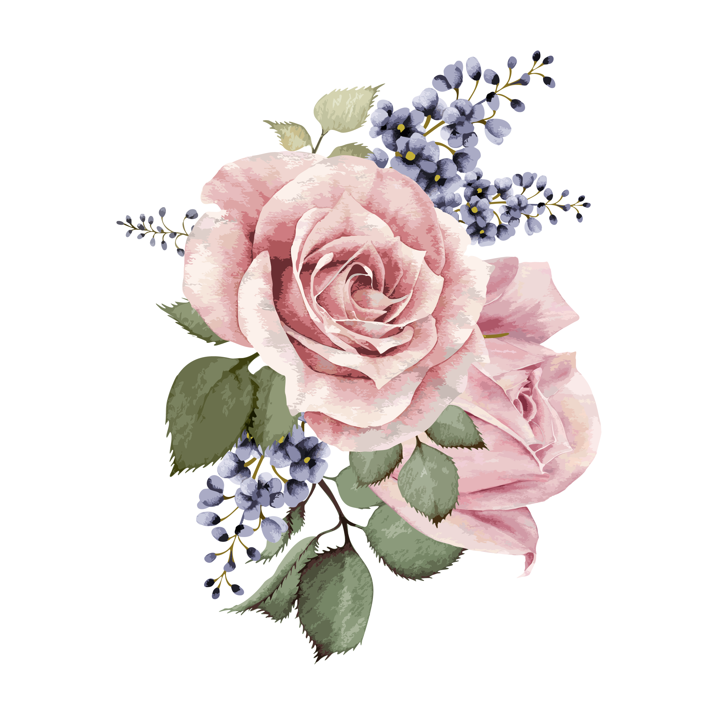 Roseate Flower Bunch Light Colored PNG