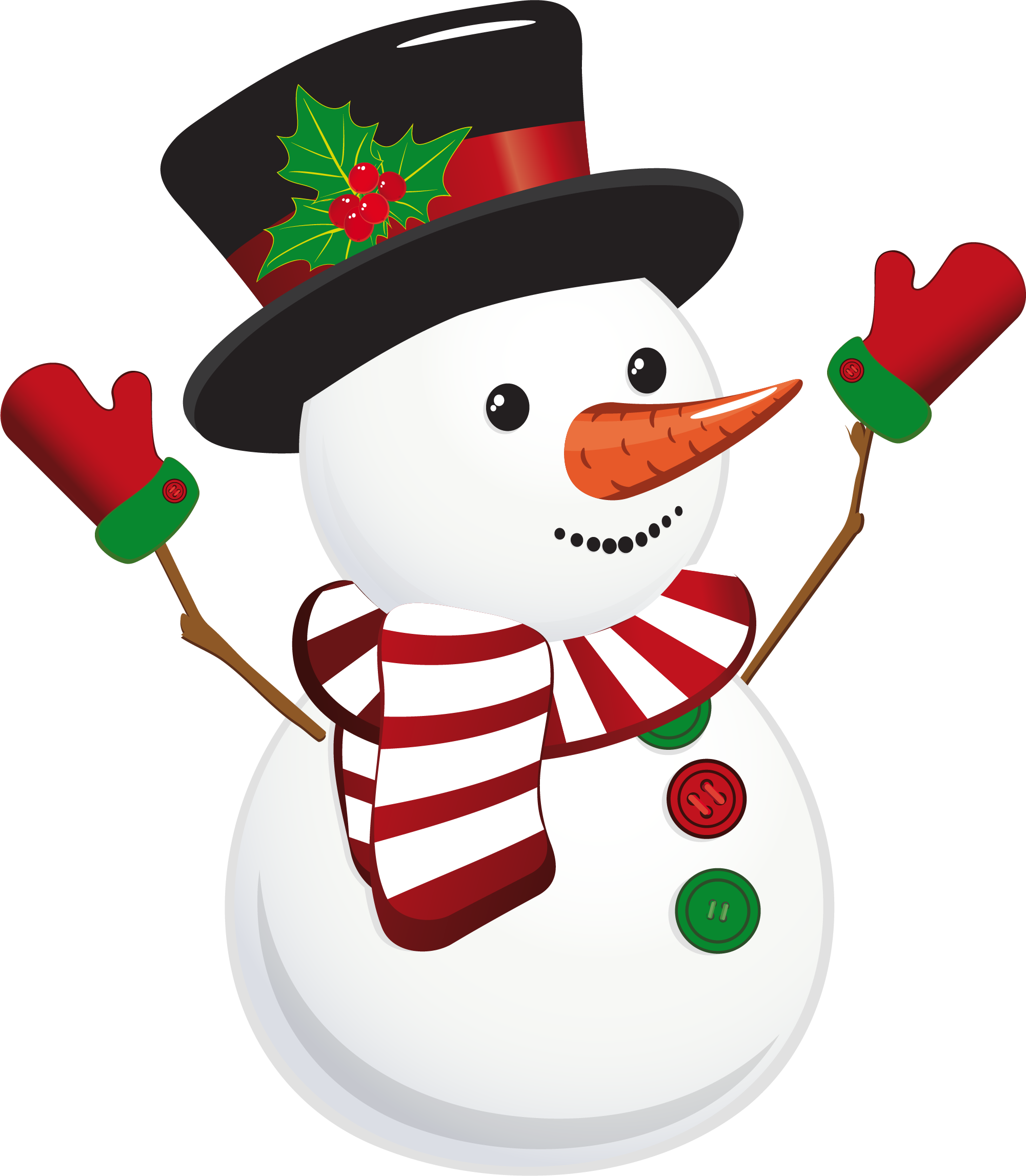 White Cartoon Christmas Santa Snowman PNG