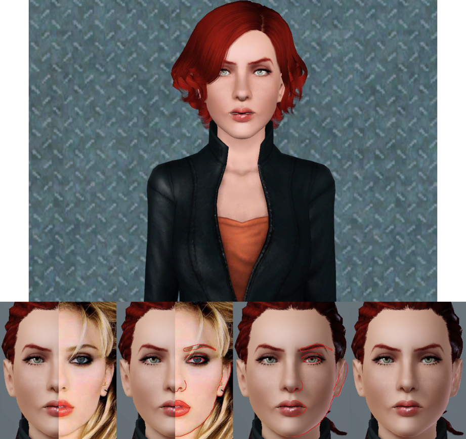 Model Sims Wig Johansson Brown PNG