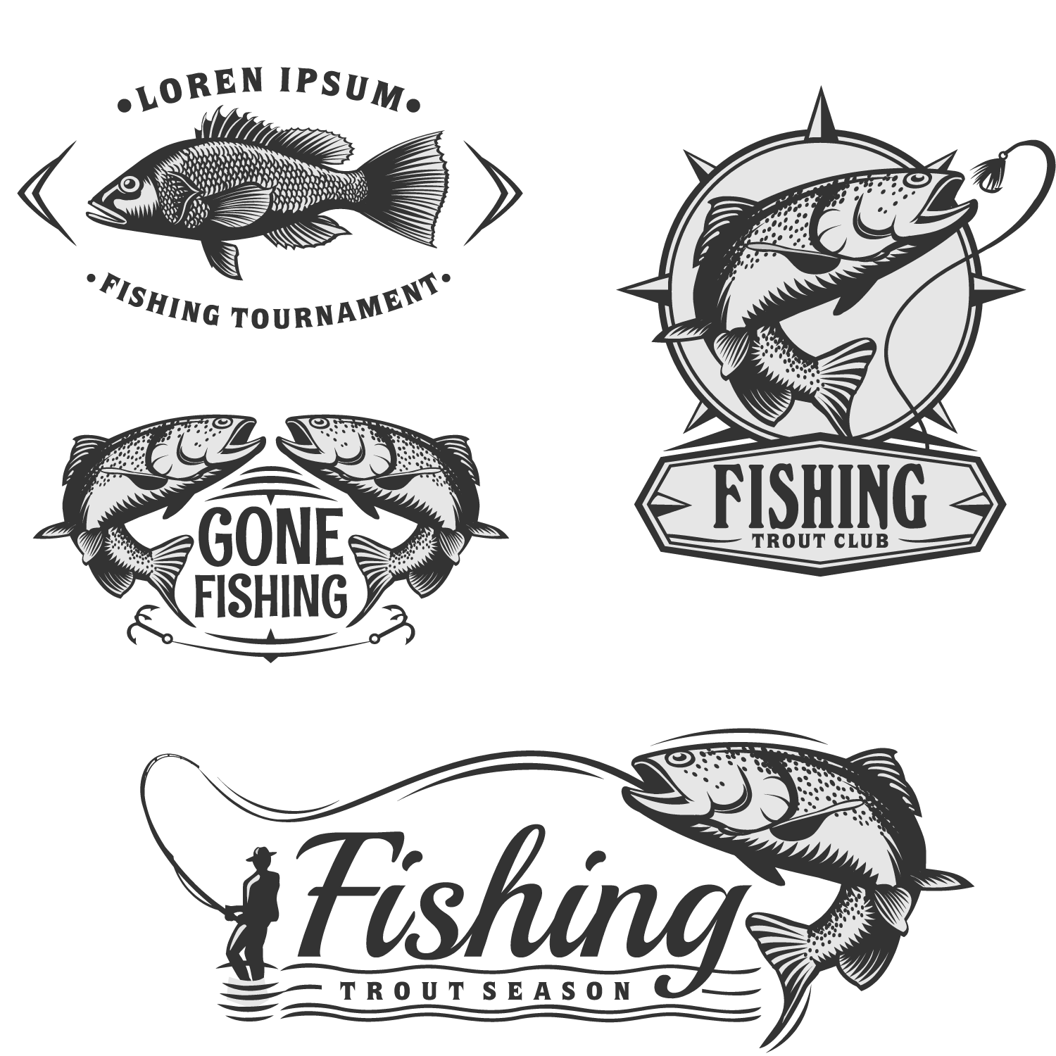 Fishing Badge Emblem Font Pattern PNG