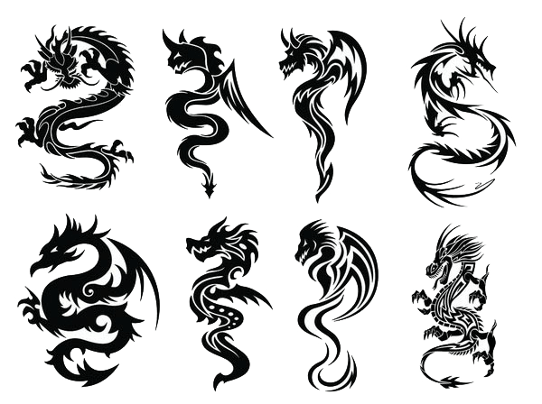 Dragon Tattoo Pattern Paper Monochrome PNG