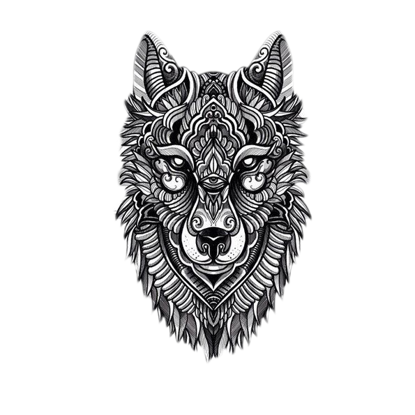Wolf Head Fake Lettering Etching PNG