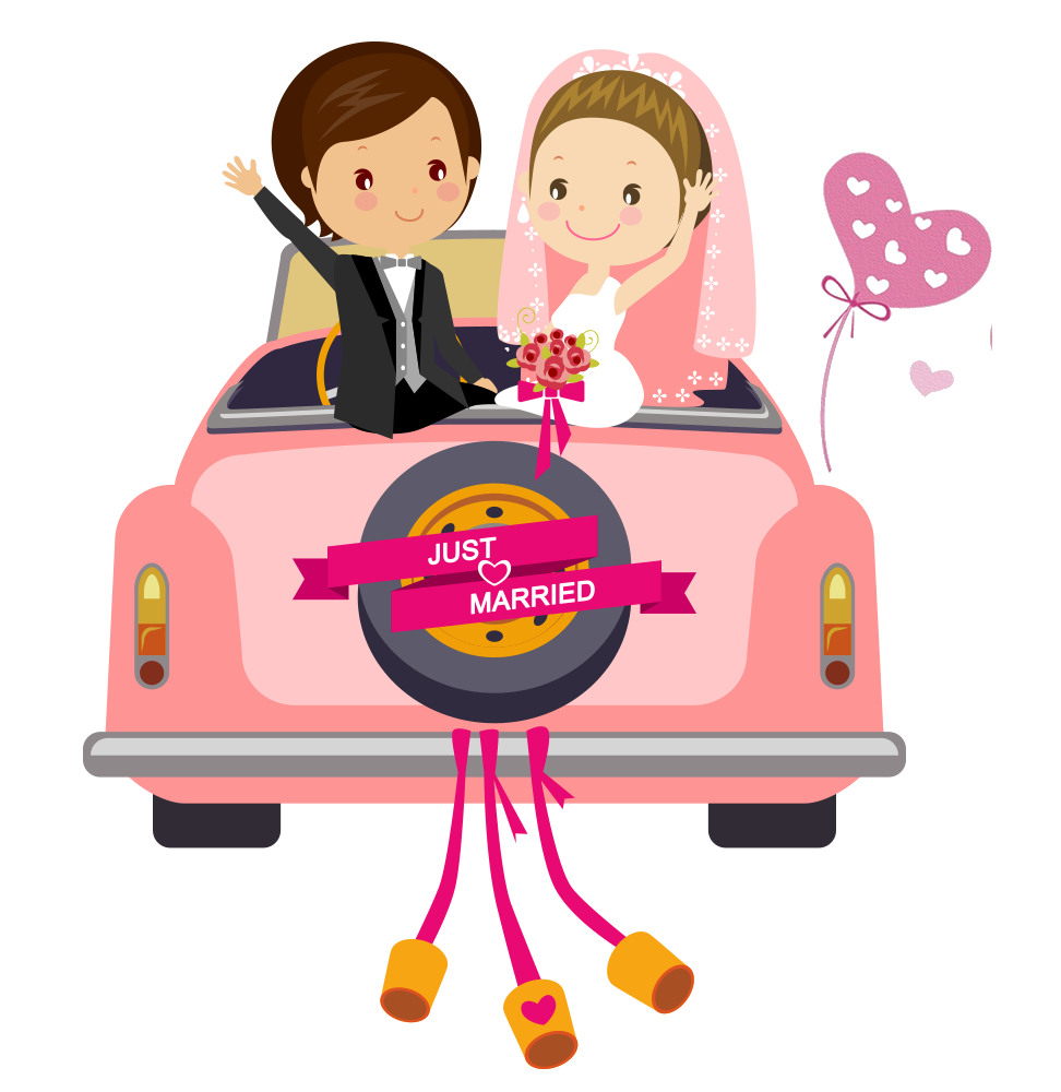 Car Illustration Bride Invitation Birthday PNG